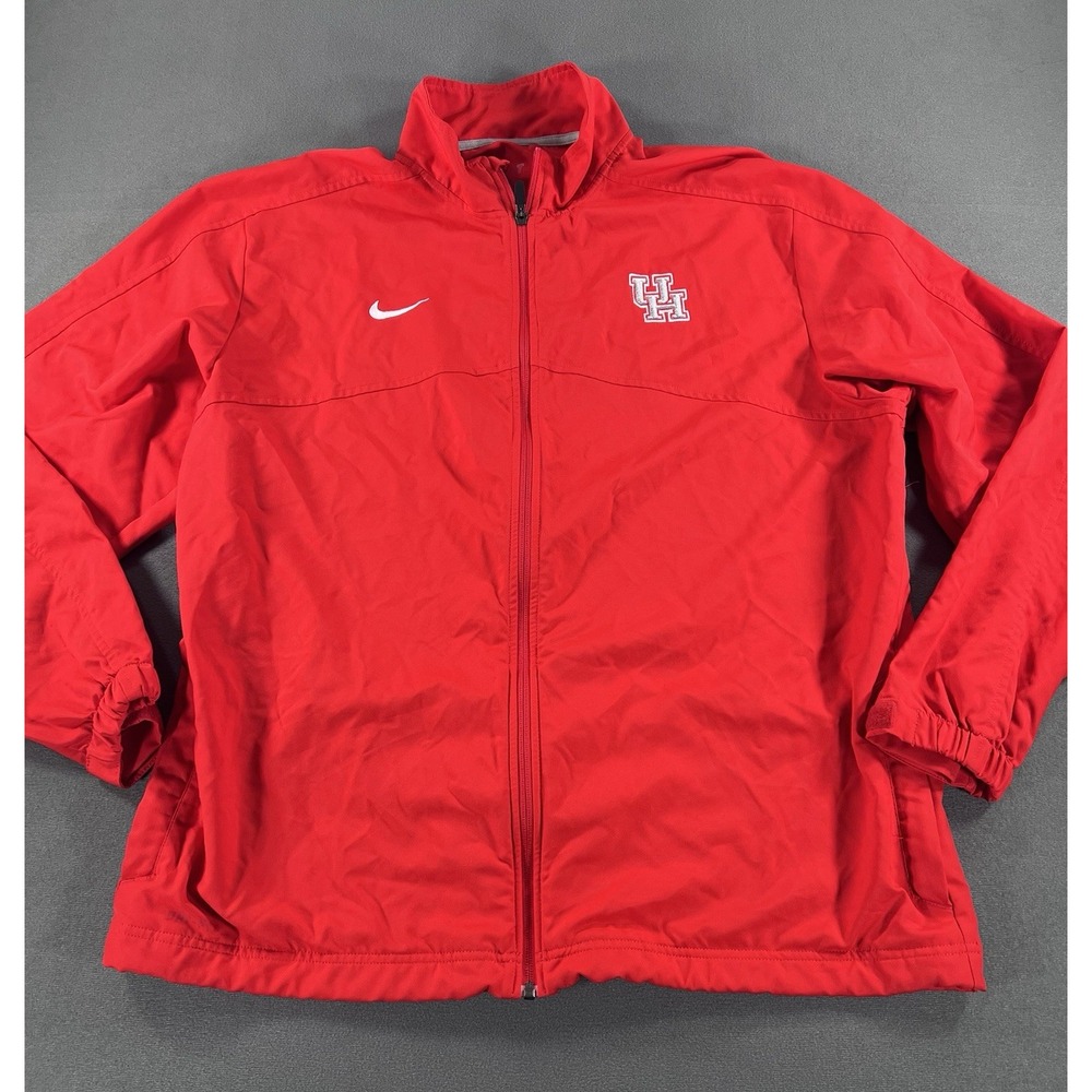 Nike University Of Houston XL Red Full Zip Dri Fit Athletic Windbreaker Jacket